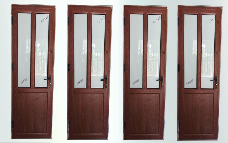 Cửa đi 1 cánh nhôm vân gỗ cẩm lai